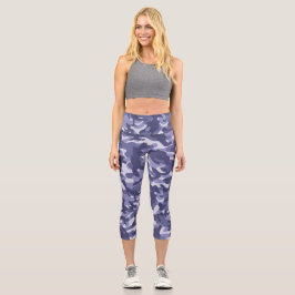 Paarse marine Camouflage Capri Leggings