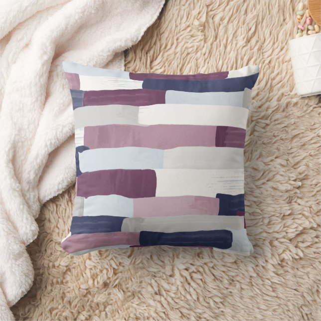 Paarse marineblauw penseelstreep kussen (Deken)