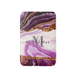 Paarse marmer en glitter badmat