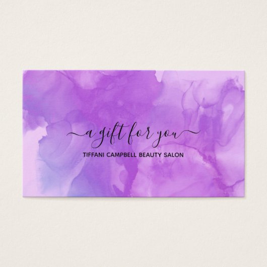 Paarse marmer- en Glitter-cadeaubon Visitekaartje (Voorkant)