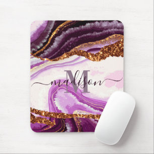 Paarse marmer en glitter muismat