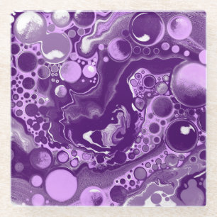 Paarse marmer fluid Art-cellen Glazen Onderzetter
