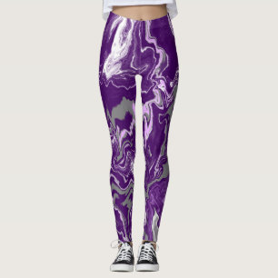 Paarse marmer voor vlottende kunstschildpadden leggings