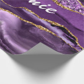 Paarse marmeren aangepaste naam cadeaupapier (Hoek)