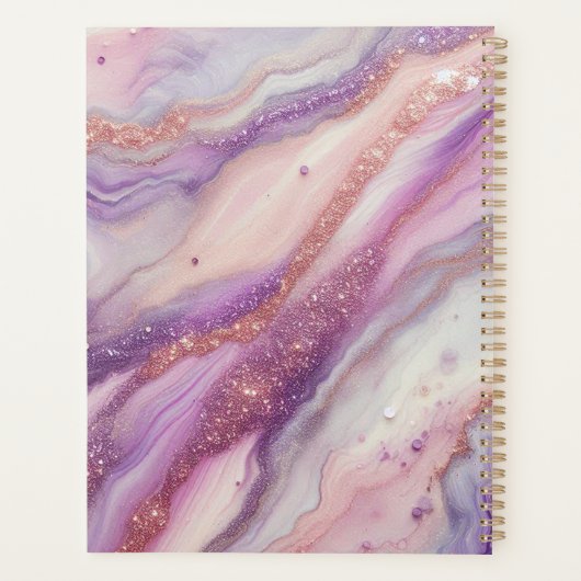 Paarse Marmeren Glitter aderen en wervelingen Jaar Planner (Achterkant)