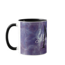 Paarse Marmeren Mok met Naam en Monogram