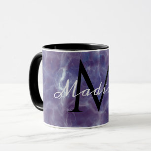 Paarse Marmeren Mok met Naam en Monogram