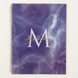 Paarse Marmeren Planner met Naam en Initiaal