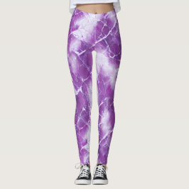 Paarse marmeren textuur, effect leggings