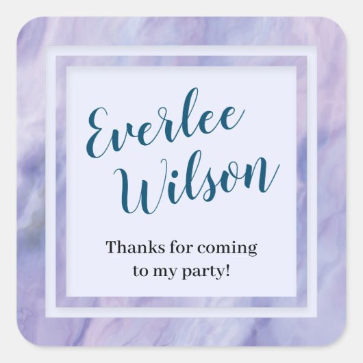 Paarse marmergrens vierkante sticker (Voorkant)