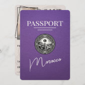 Paarse Marokko Paspoort Bewaar de datum Save The Date (Voorkant / Achterkant)