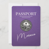 Paarse Marokko Paspoort Bewaar de datum Save The Date (Voorkant)