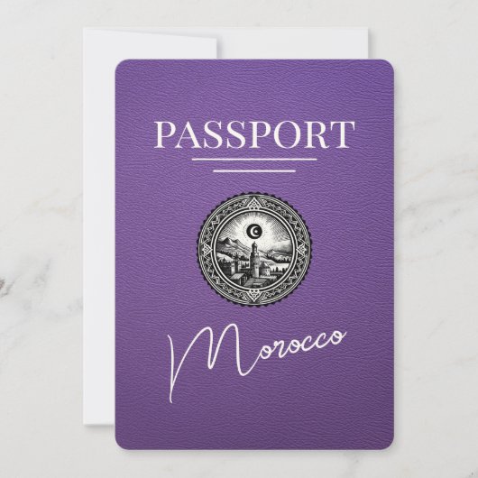 Paarse Marokko Paspoort Bewaar de datum Save The Date (Voorkant)