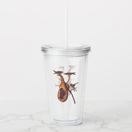 Paarse Martin Audubon Bird Family and Gourd Home Acryl Drinkbeker (Voorkant)