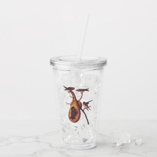 Paarse Martin Audubon Bird Family and Gourd Home Acryl Drinkbeker (Achterkant ijs)