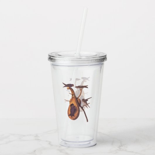 Paarse Martin Audubon Bird Family and Gourd Home Acryl Drinkbeker (Achterkant)