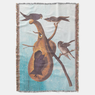Paarse Martin Audubon Bird Family and Gourd Home Deken