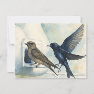 Paarse Martin verhuurder Natuur Swallow Bird kaleb Briefkaart