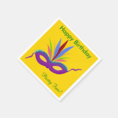 Paarse Masker Verjaardag servetten (Hoek)