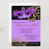 Paarse Maskerade Masker Ball Costume Halloween Kaart (Voorkant / Achterkant)