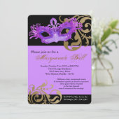 Paarse Maskerade Masker Ball Costume Halloween Kaart (Staand voorkant)