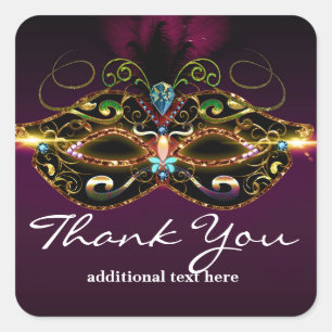 Paarse Maskerade Masker Elegante Partij Favor Stic Vierkante Sticker