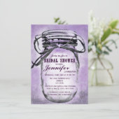 Paarse Mason Jar Bridal Shower-uitnodigingen van h Kaart (Staand voorkant)