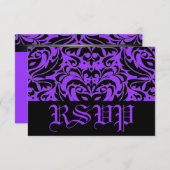 Paarse Masquerade Damask Halloween Rsvp (Voorkant / Achterkant)