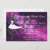 Paarse Masquerade Mardi Gras Ball Uitnodiging (Voorkant)