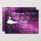 Paarse Masquerade Mardi Gras Ball Uitnodiging (Voorkant / Achterkant)