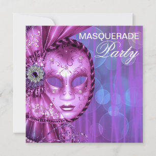 Paarse Masquerade Party Kaart