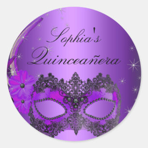 Paarse Masquerade Quinceanera Sticker