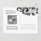 Paarse Masquerade Wedding Save the Date Aankondigingskaart (Achterkant)