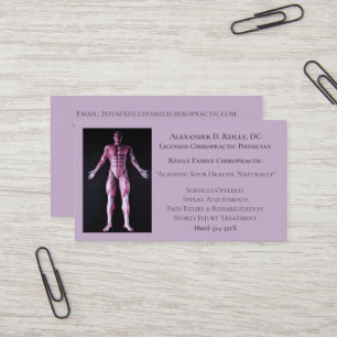 Paarse Massage Therapie Chiropractie Visitekaartje