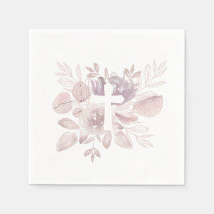 Paarse Mauve Aquarel Bloemenkruis Servet