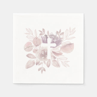 Paarse Mauve Aquarel Bloemenkruis Servet