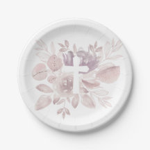 Paarse Mauve Aquarel Bloemkruis Papieren Borden