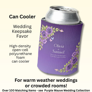 Paarse Mauve Bloemen & Witte Bruiloft Blikjeskoeler