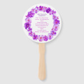 Paarse mauve pansy waterverf bruiloft programma fa handwaaier (Achterkant)