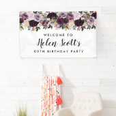 Paarse Mauve Pink 80th Birthday Party Welkom Spandoek (Insitu)