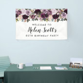 Paarse Mauve Pink 80th Birthday Party Welkom Spandoek (Beurs)