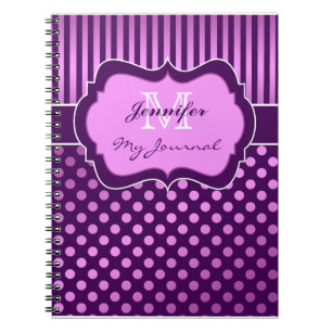Paarse Mauve Polka Dot Striped Journal Notitieboek