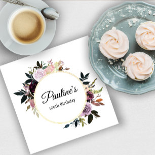 Paarse Mauve Roos Bloemen 100ste Verjaardagsfeest Servet