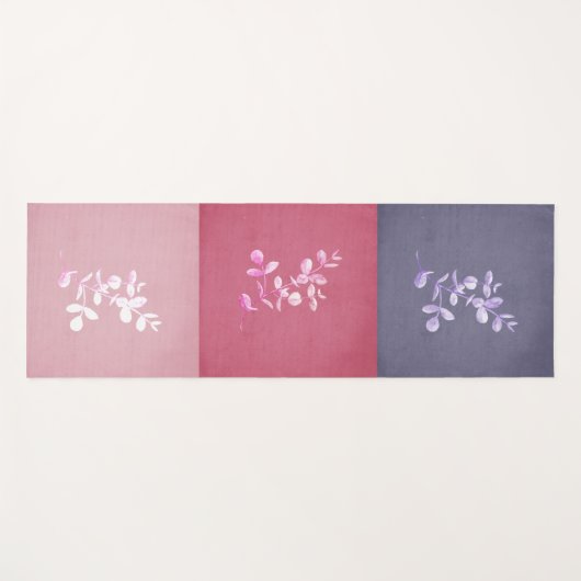 Paarse Mauve Roze Bloemen Spray Tri Kleur Yogamat (Voorkant (horizontaal))