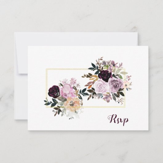 Paarse Mauve Roze Gouden Pioenrozen Rozen RSVP (Voorkant)