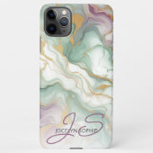 Paarse Mauve Roze Groen Goud Marmeren Kunstpatroon iPhone Hoesje (Achterkant)