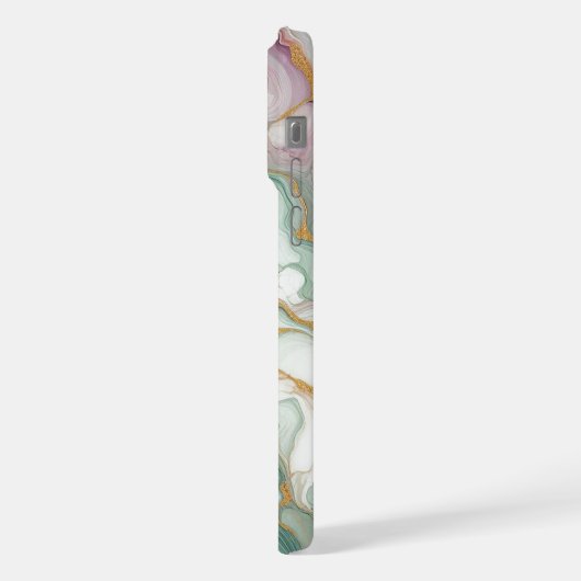 Paarse Mauve Roze Groen Goud Marmeren Patroon iPhone Hoesje (Linkerkant)