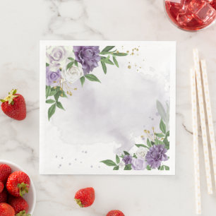 paarse mauve white floral paper diners servet