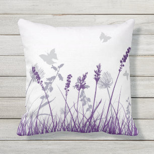 Paarse Meadow en Butterfly Buitenkussen