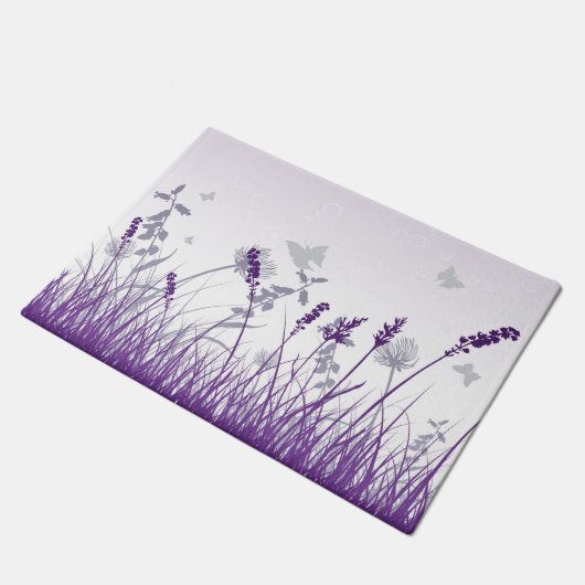 Paarse Meadow en Butterfly Deurmat (Schuin)